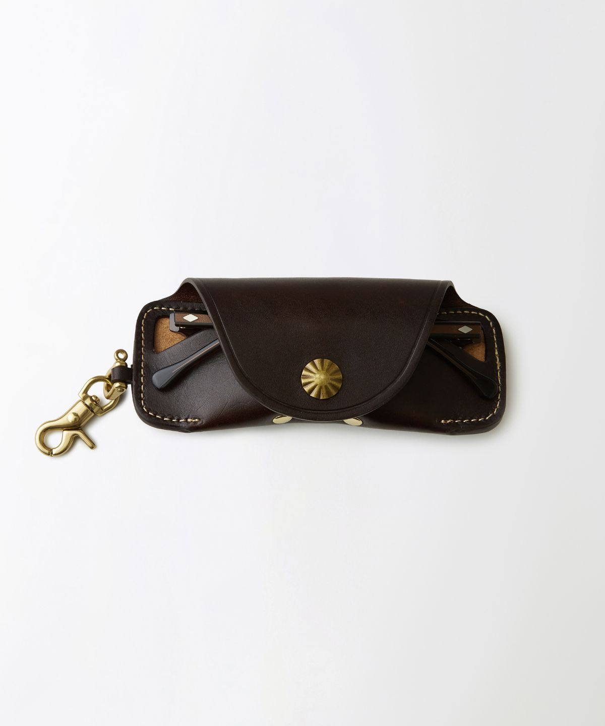 아웃스탠딩(OUTSTANDING) LEATHER GLASSES KEYRING CASE_BROWN
