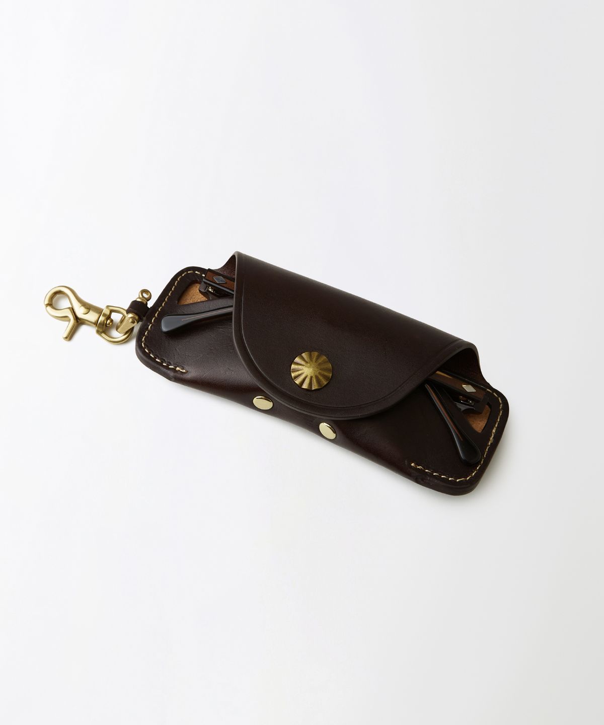 아웃스탠딩(OUTSTANDING) LEATHER GLASSES KEYRING CASE_BROWN