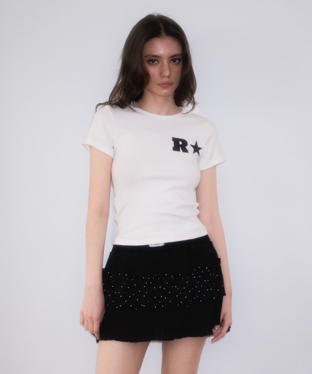 로제프란츠(ROSEFRANTZ) Cancan Frill Mini Skirt [Black]