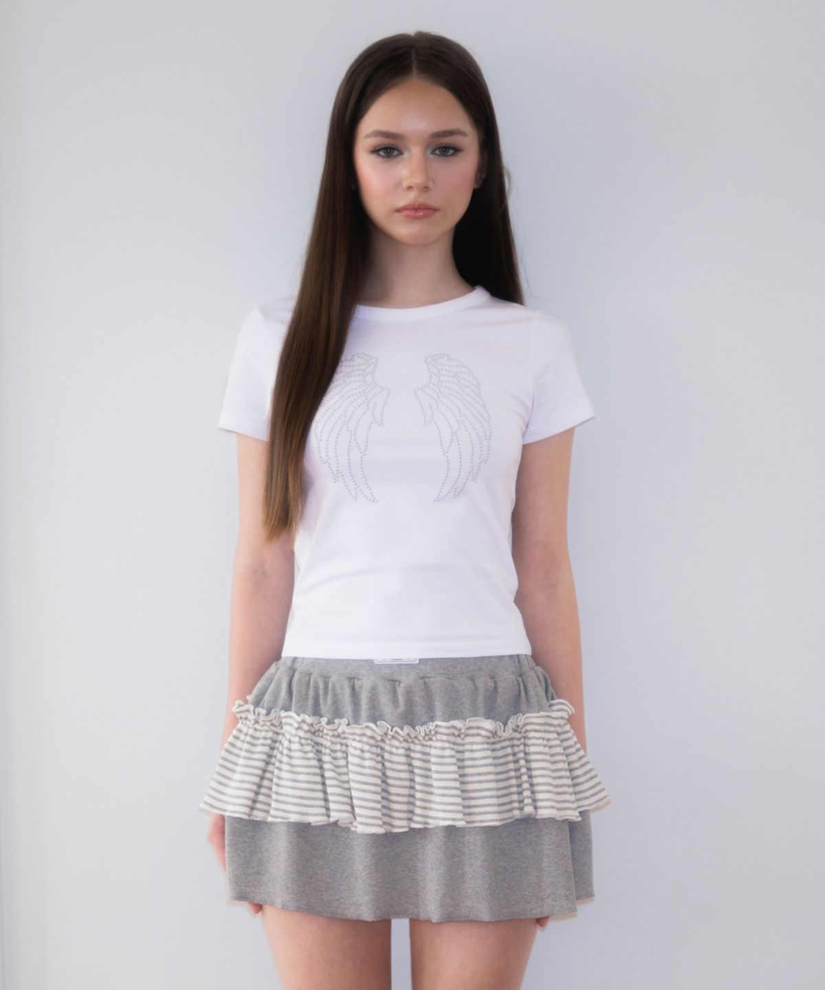 로제프란츠(ROSEFRANTZ) Cancan Frill Mini Skirt [Gray]