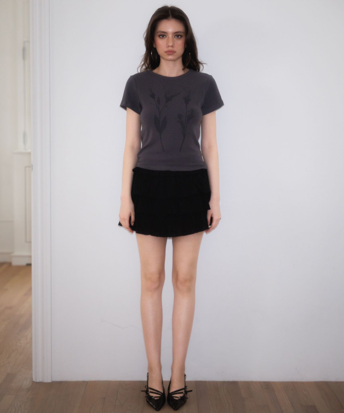 로제프란츠(ROSEFRANTZ) Lovely Flare Cancan Mini Skirt [Black]