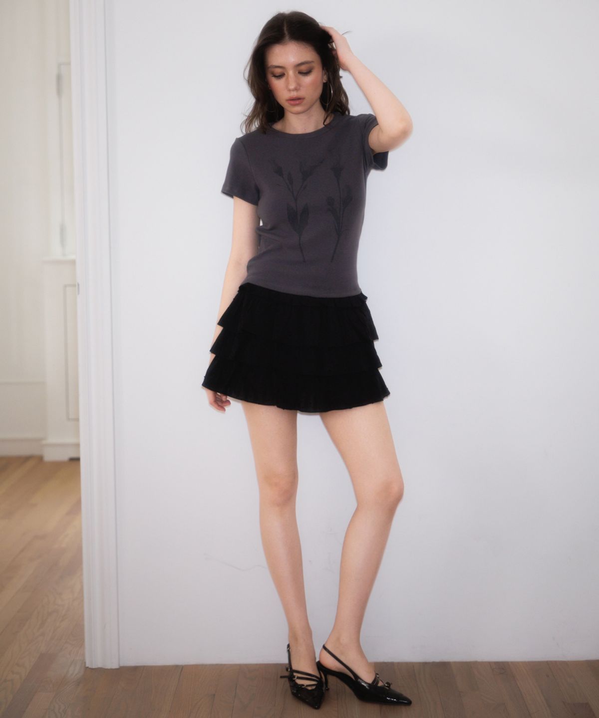 로제프란츠(ROSEFRANTZ) Lovely Flare Cancan Mini Skirt [Black]
