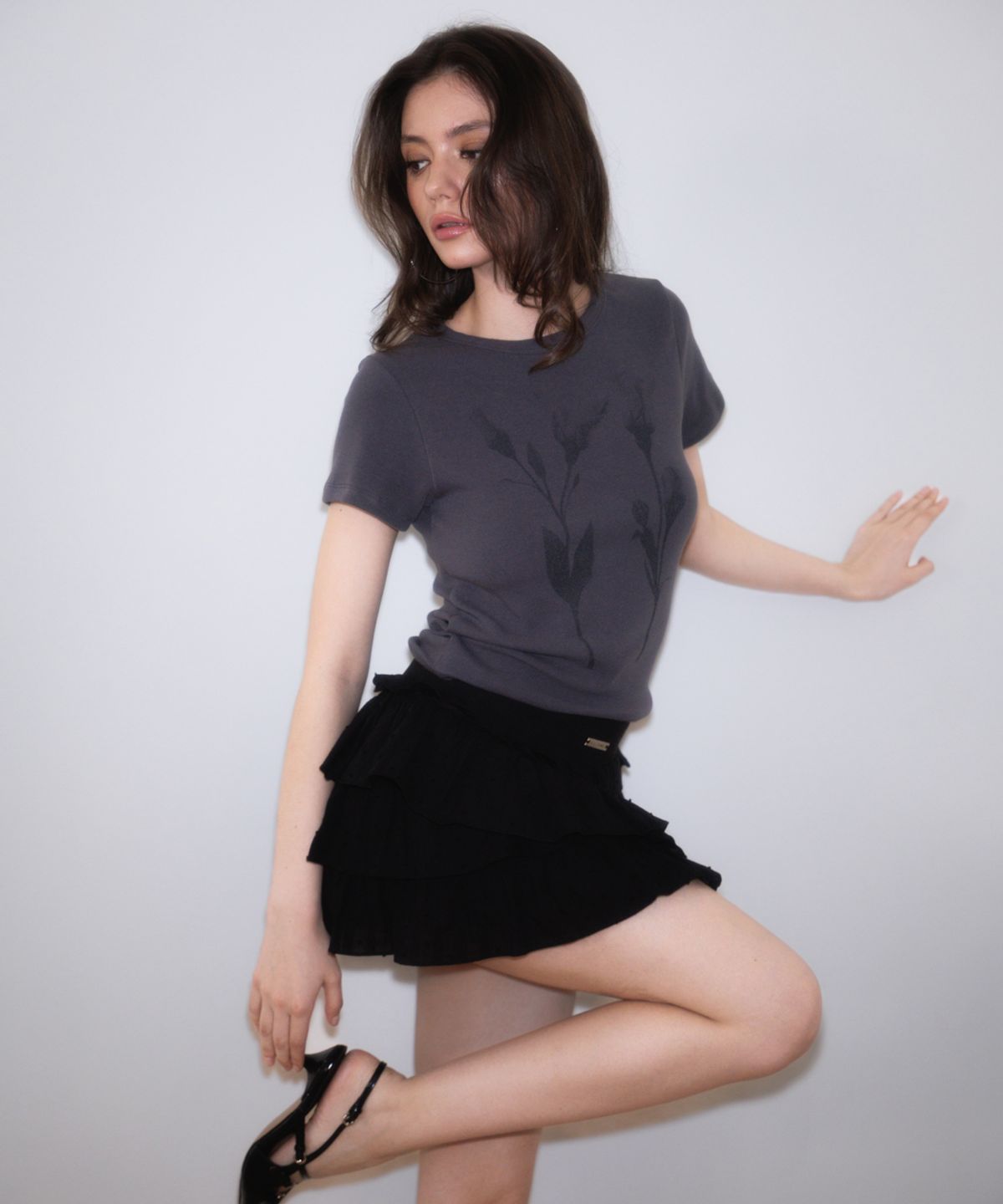 로제프란츠(ROSEFRANTZ) Lovely Flare Cancan Mini Skirt [Black]