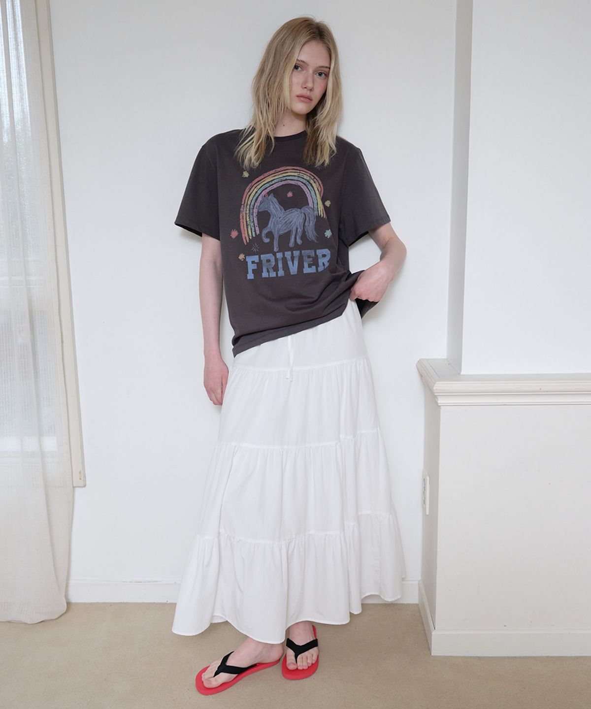 프리버07(FRIVER07) Shirring flare long skirt [FRSP08SK01]_Ivory