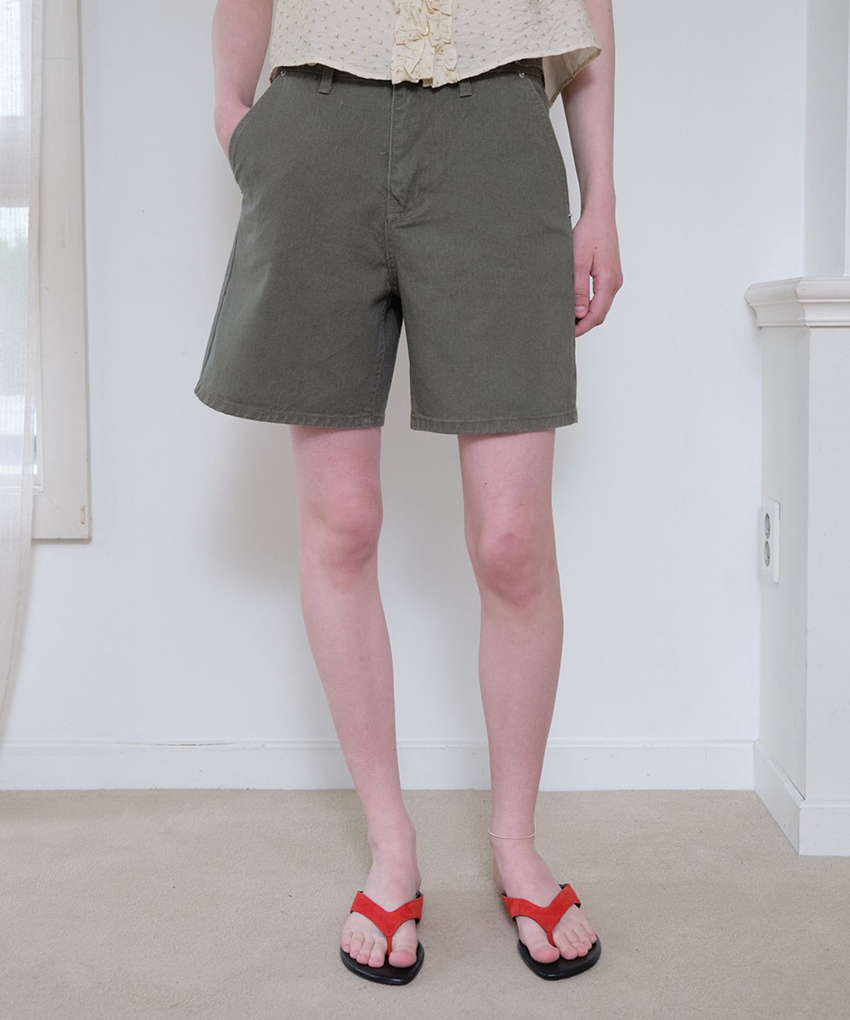 프리버07(FRIVER07) Washed cargo denim shorts [FRSP08SP01]_Khaki
