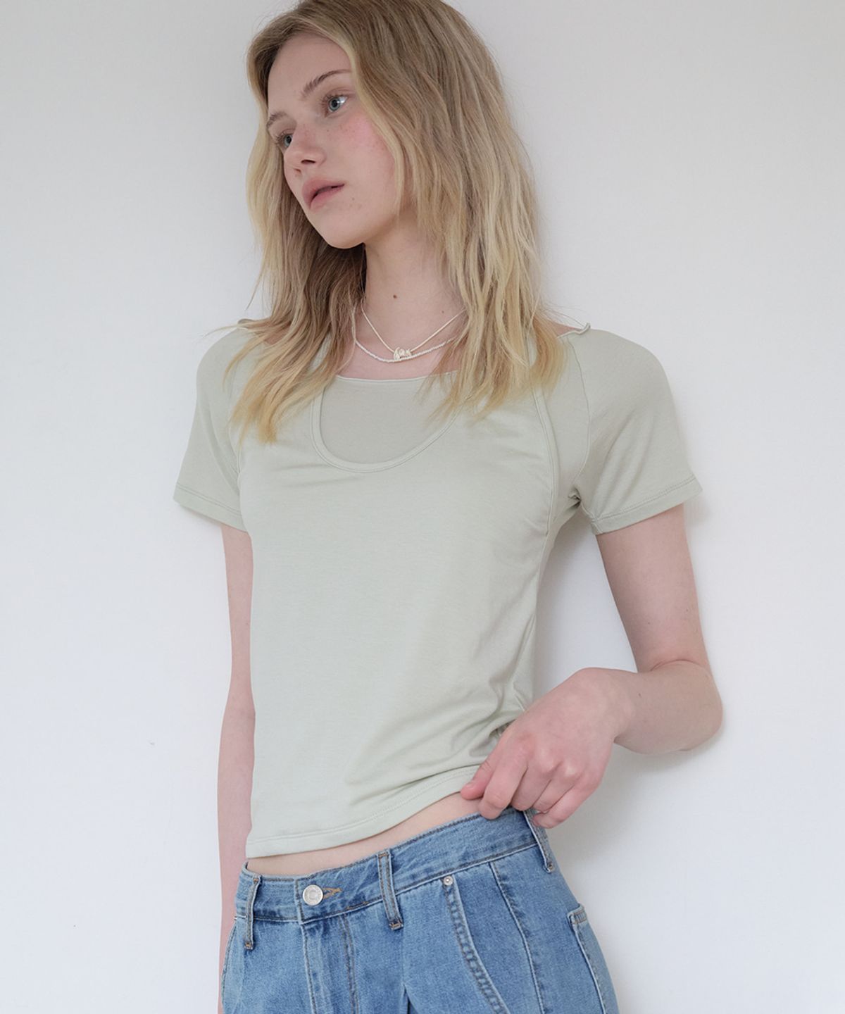프리버07(FRIVER07) Layered halter neck t-shirt [FRSP08TS07]_Mint