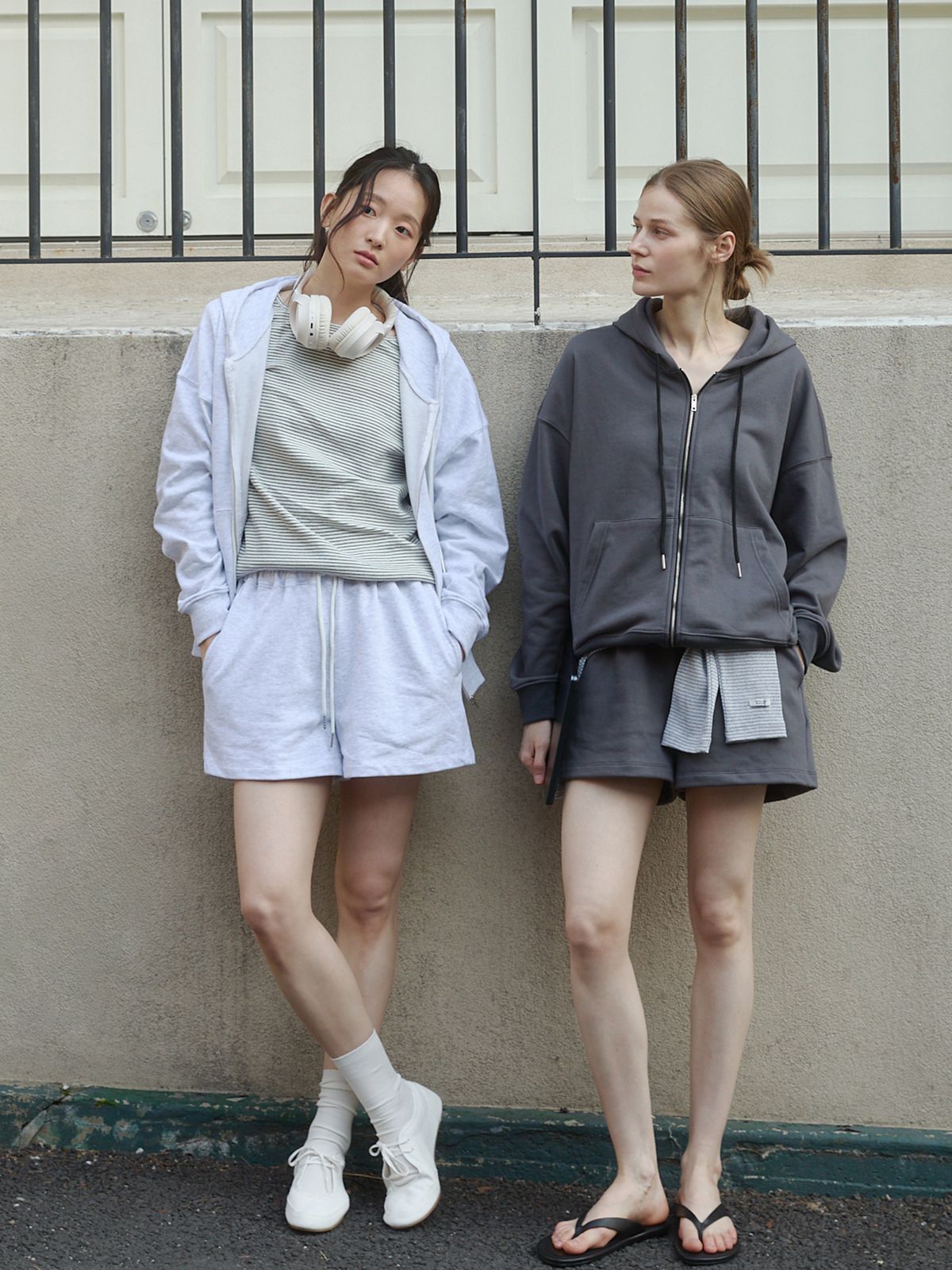 로브로브(LOVLOV) [SET] 소프트 집업 후디 + 소프트 조거 쇼츠 세트_(2color)