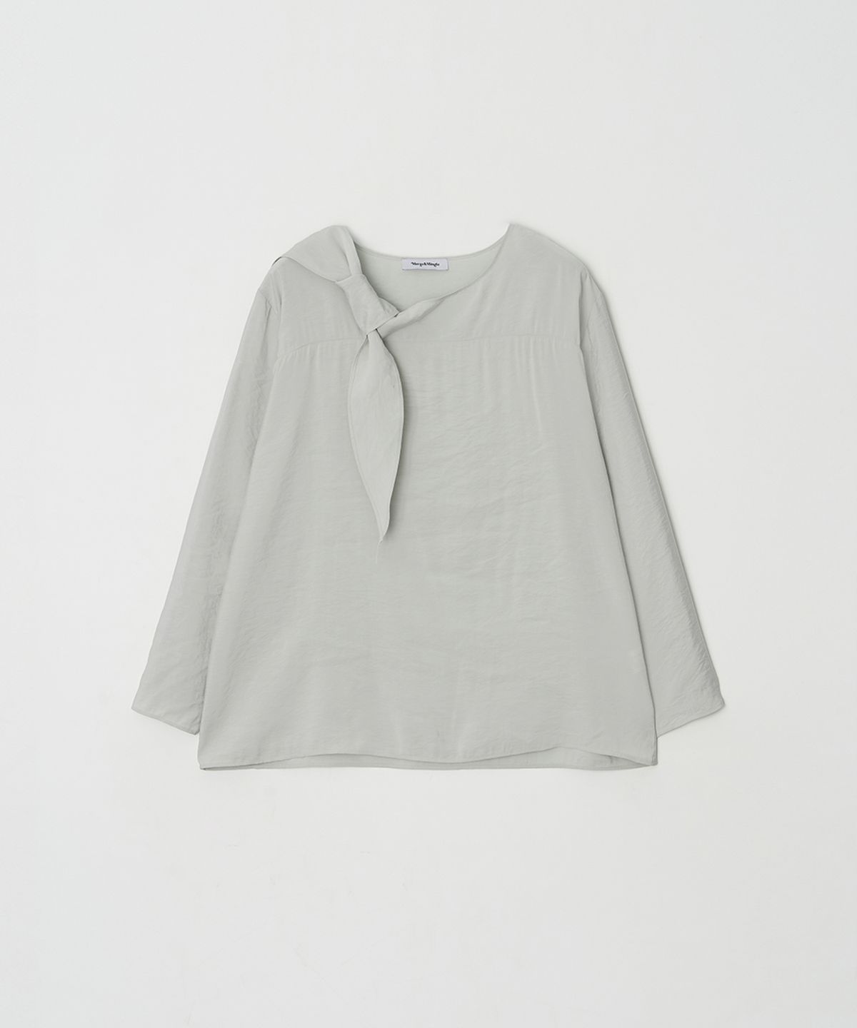 머지앤밍글(MERGE&MINGLE) Soft Knot Tie Blouse (Mint Gray)