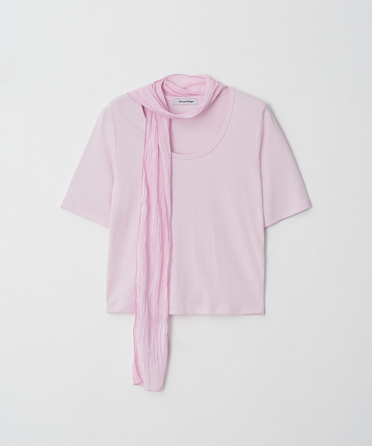 머지앤밍글(MERGE&MINGLE) Layered Petit Scarf T-Set (Pink)