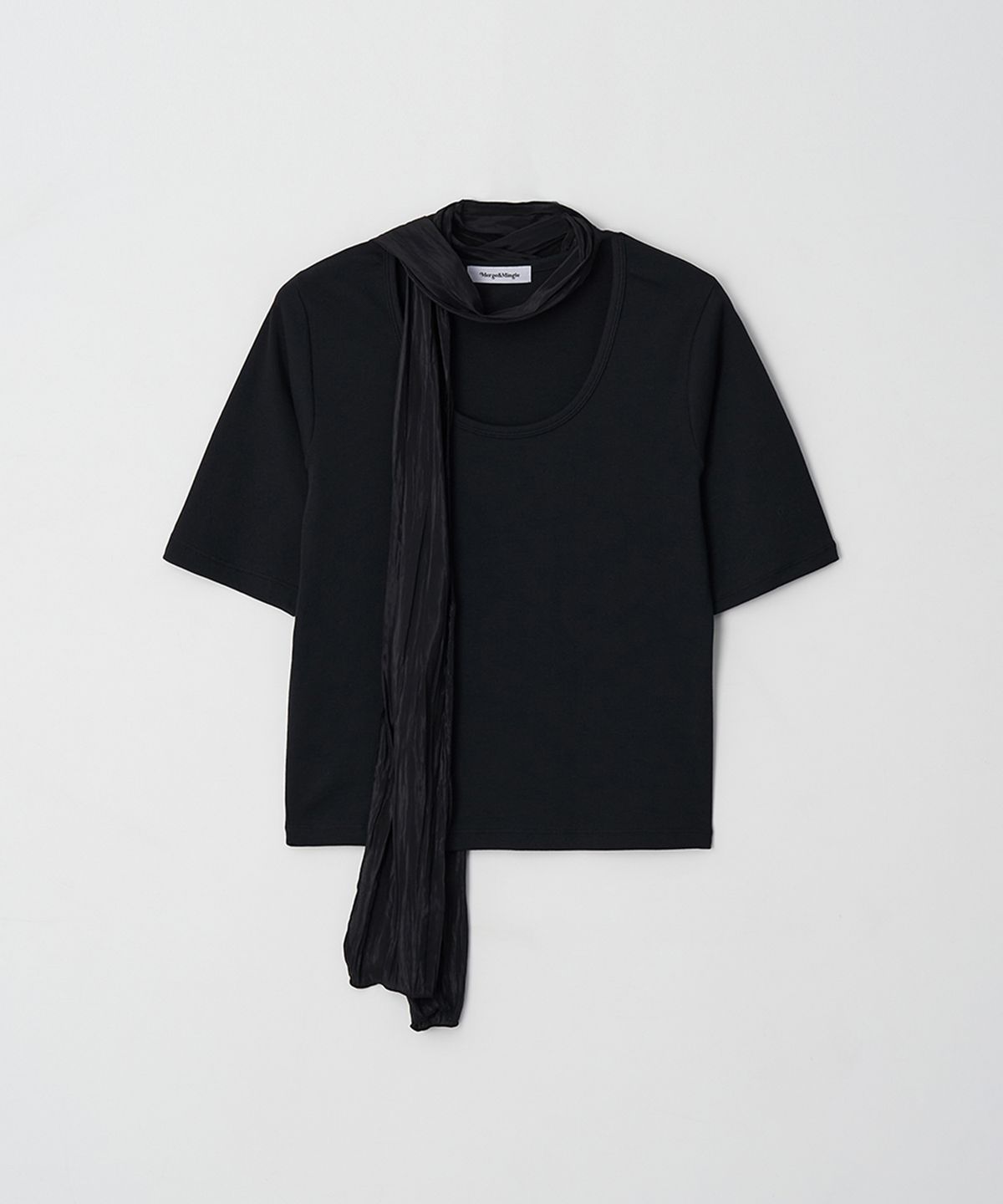 머지앤밍글(MERGE&MINGLE) Layered Petit Scarf T-Set (Black)