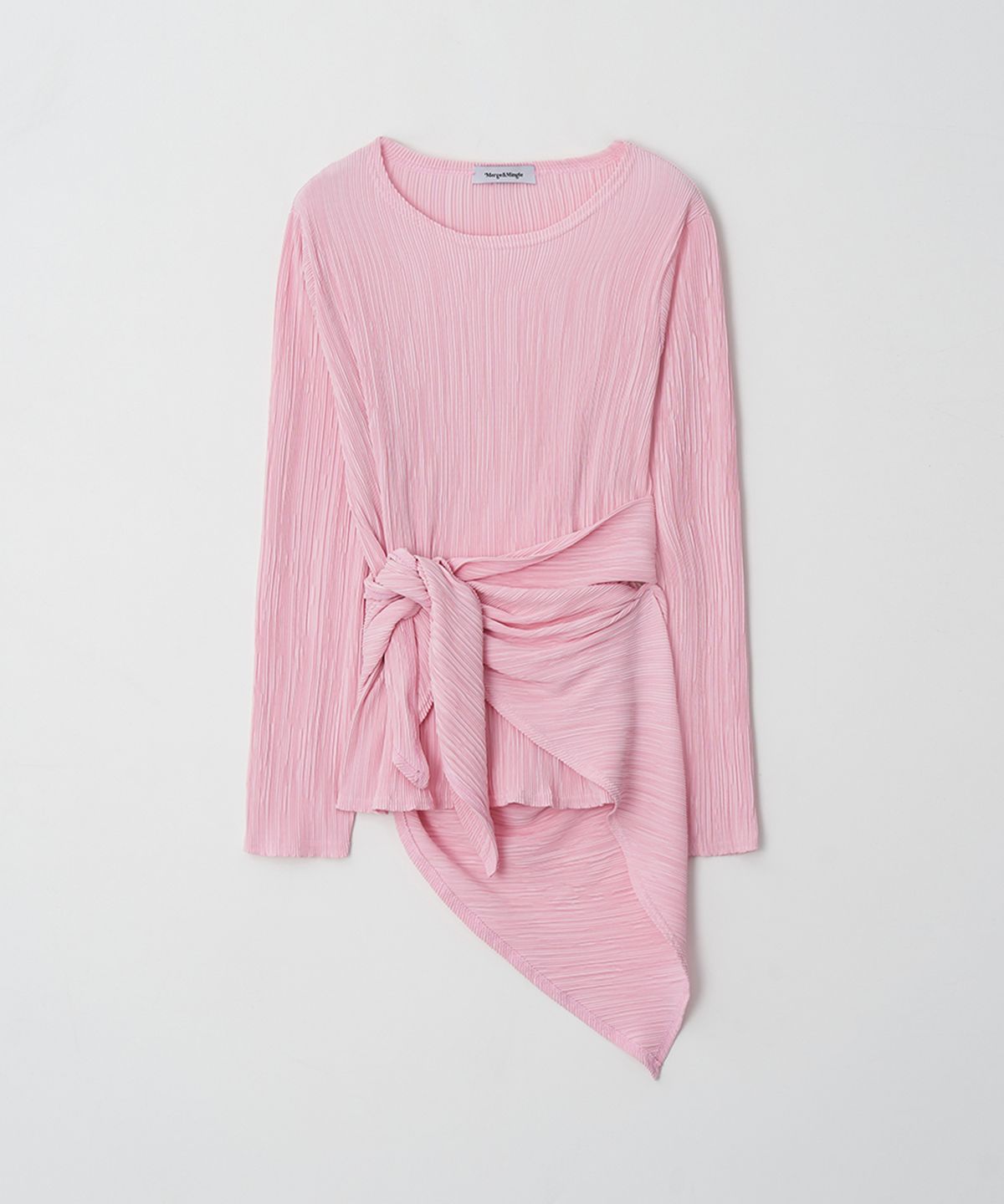 머지앤밍글(MERGE&MINGLE) Iconic Pleats Wrap Scarf Blouse T (Pink)