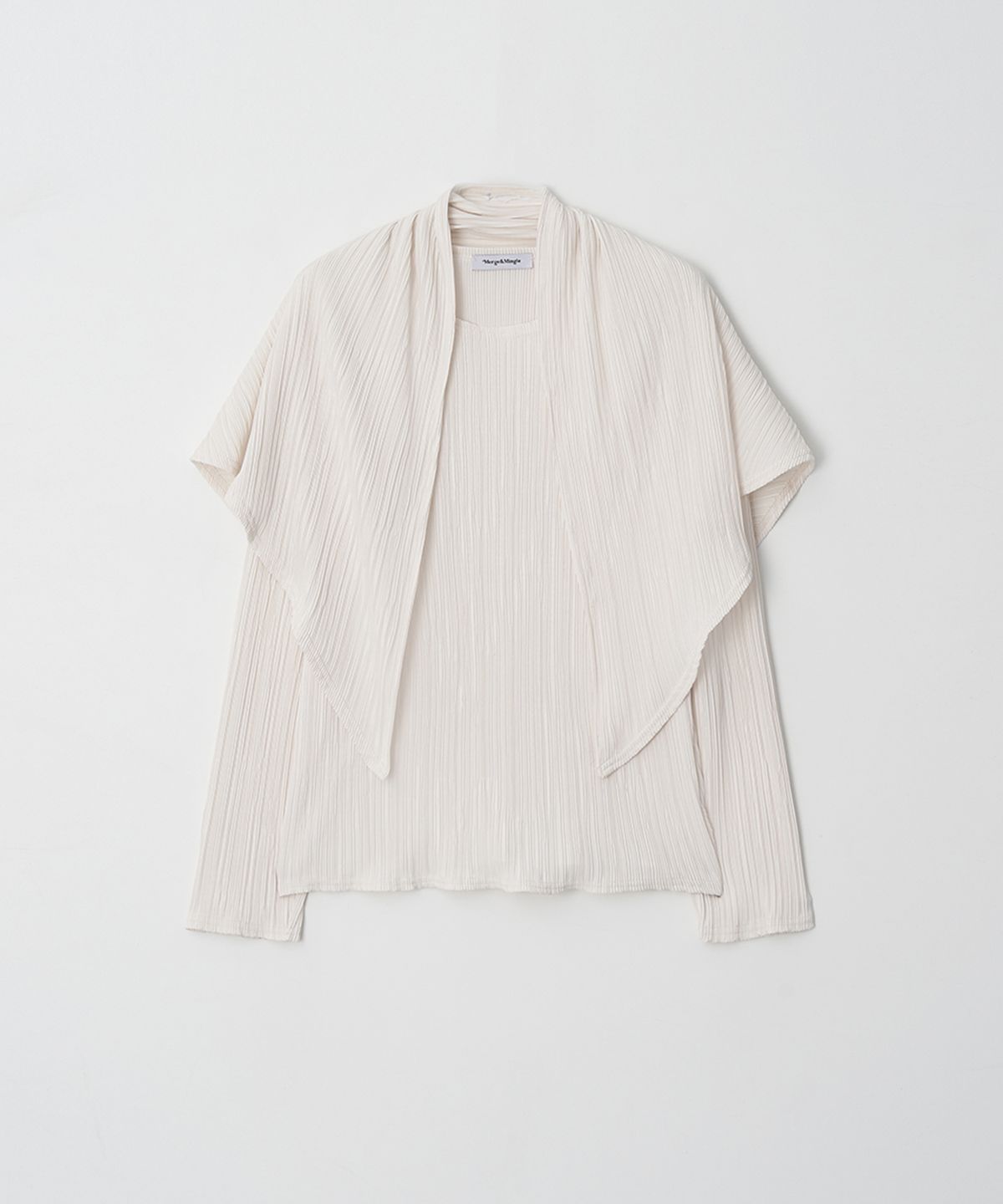 머지앤밍글(MERGE&MINGLE) Iconic Pleats Wrap Scarf Blouse T (Ivory)