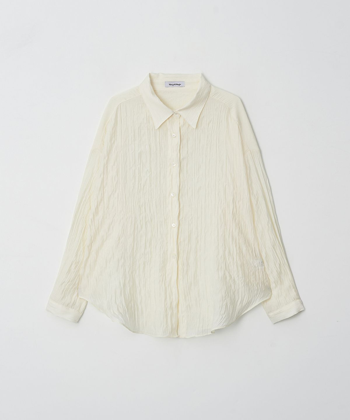 머지앤밍글(MERGE&MINGLE) Crinkle Structure Signature Logo Overshirt (Butter Cream)
