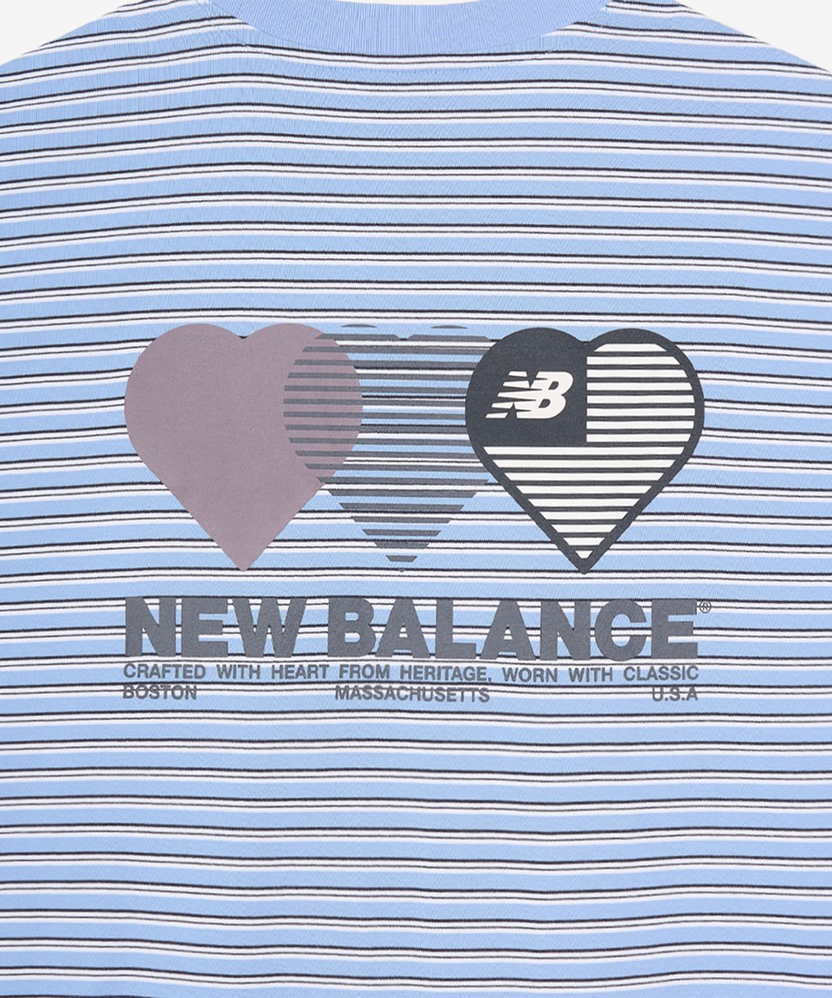 뉴발란스(NEW BALANCE) NBNEG2A113 / UNI NB 하트 스트라이프 반팔티 (GRAPHIC LIGHT BLUE)