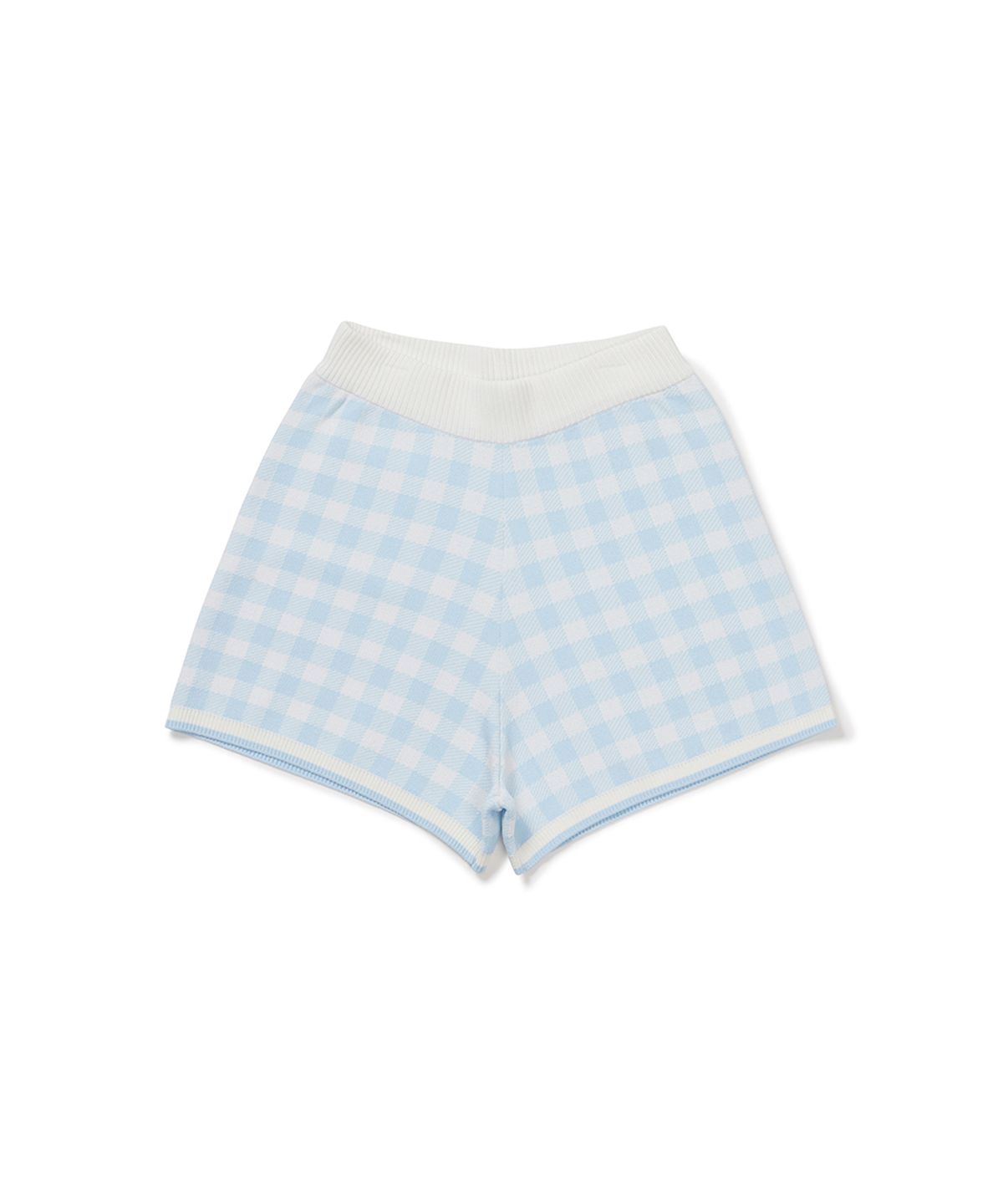 클로브(CLOVE) [26SM clove] Gingham Check Knit Shorts (Light Blue)