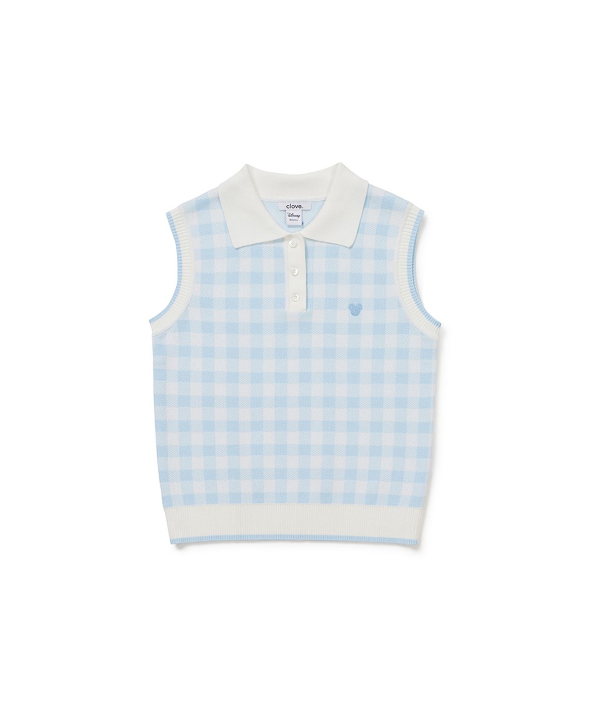 클로브(CLOVE) [26SM clove] Gingham Check Knit Vest (Light Blue)