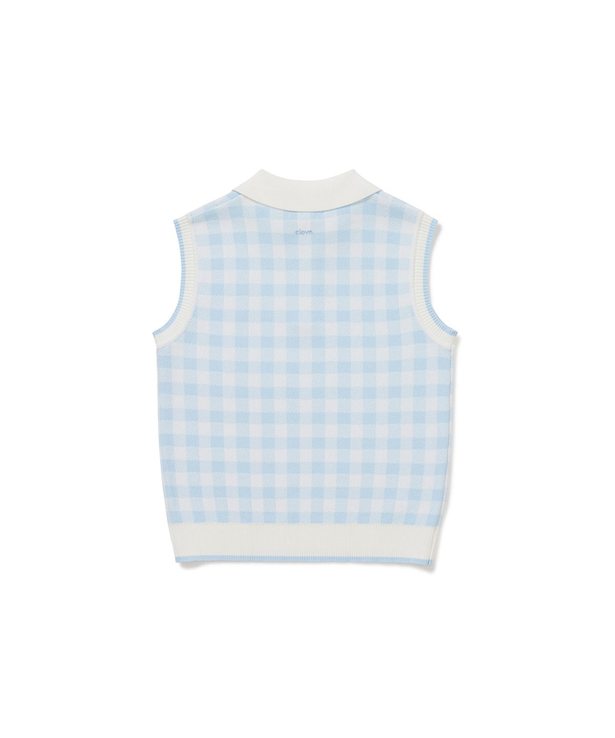 클로브(CLOVE) [26SM clove] Gingham Check Knit Vest (Light Blue)