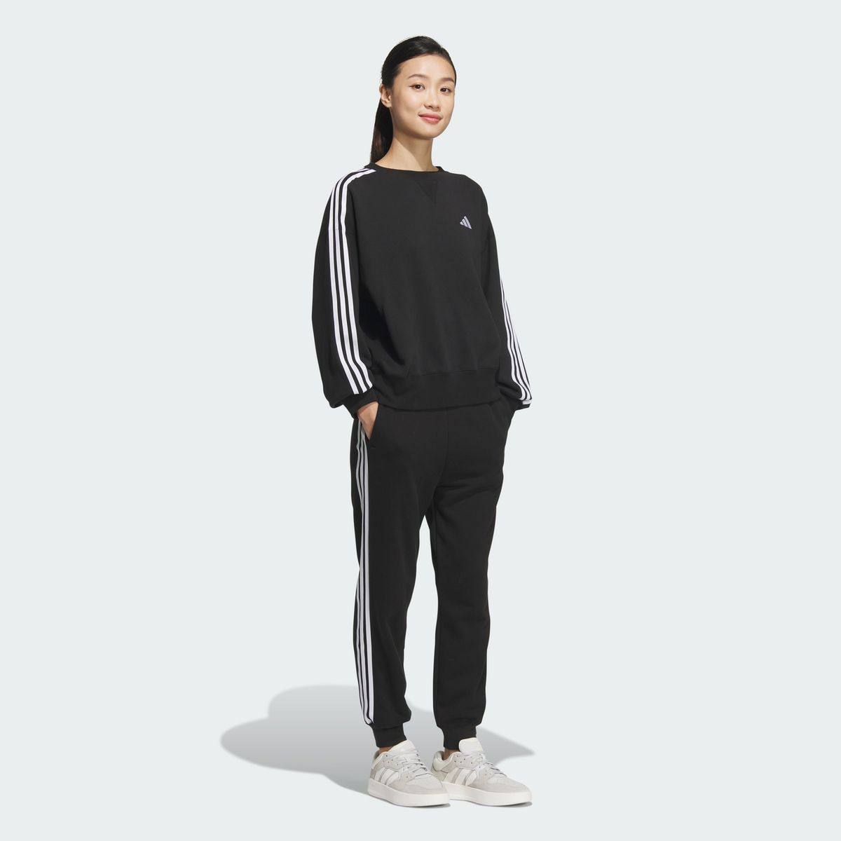 아디다스(ADIDAS) 에센셜+ 3S 프렌치 테리 테이퍼드 팬츠 JW4491