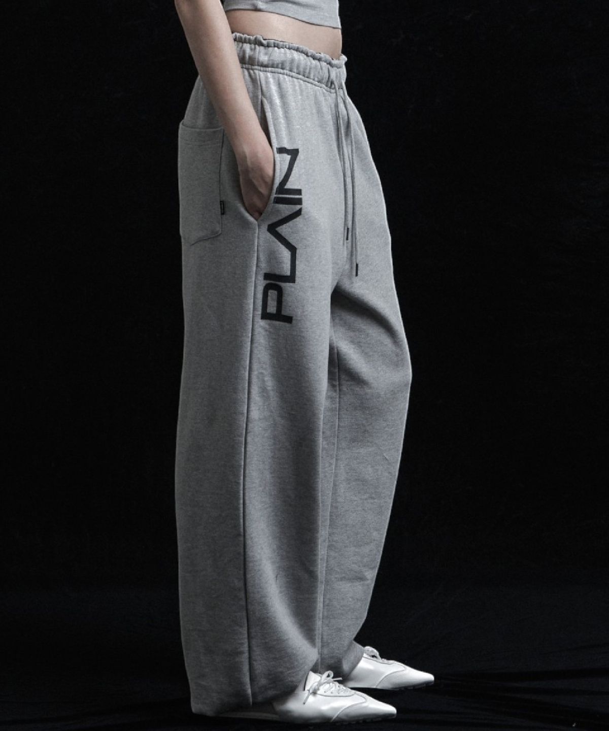시너진(SYNERJYN) PLAIN FOLD-OVER SWEAT PANTS MELANGE