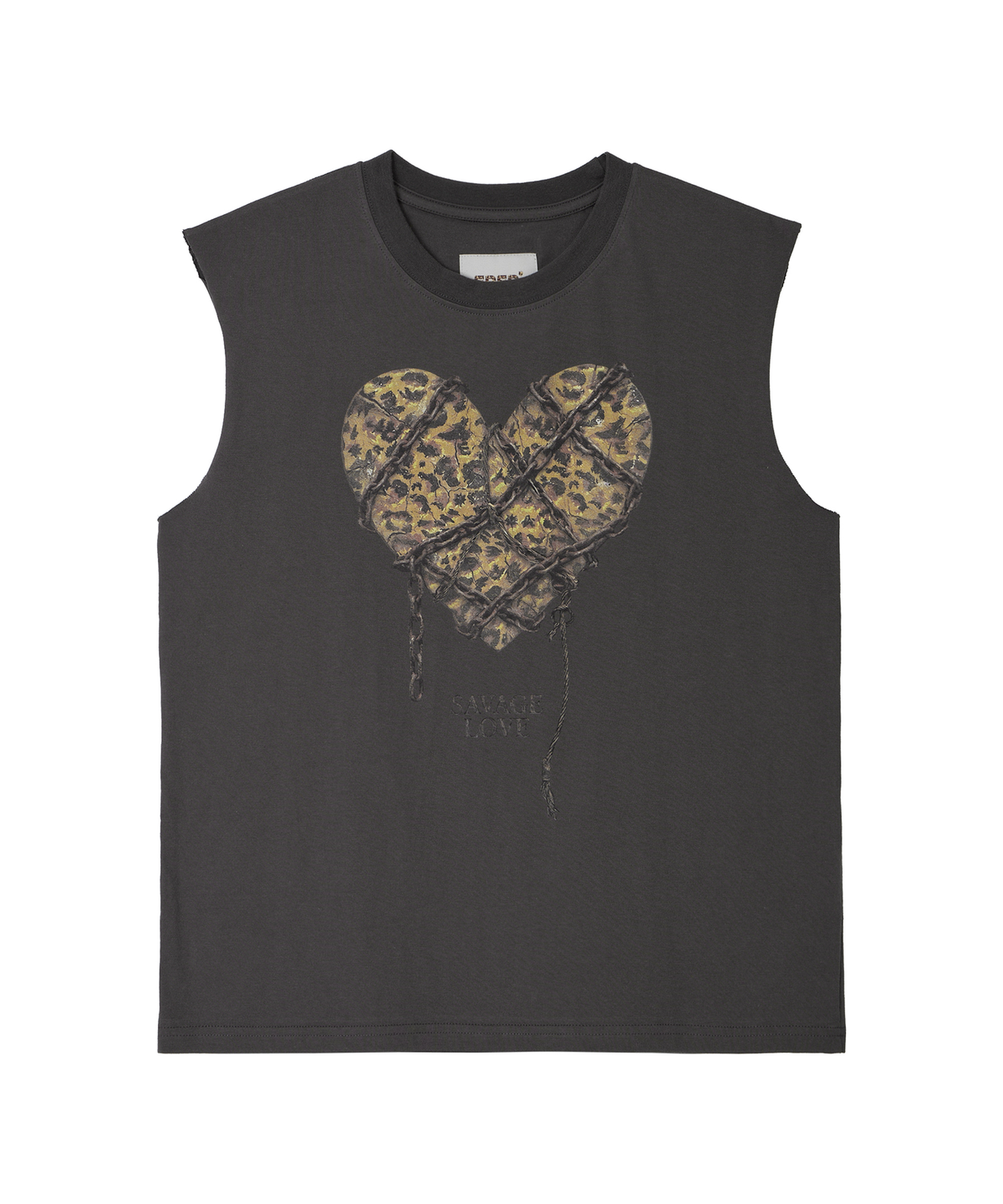 에르에르(ERER) Leopard Chain Heart Sleeveless Charcoal