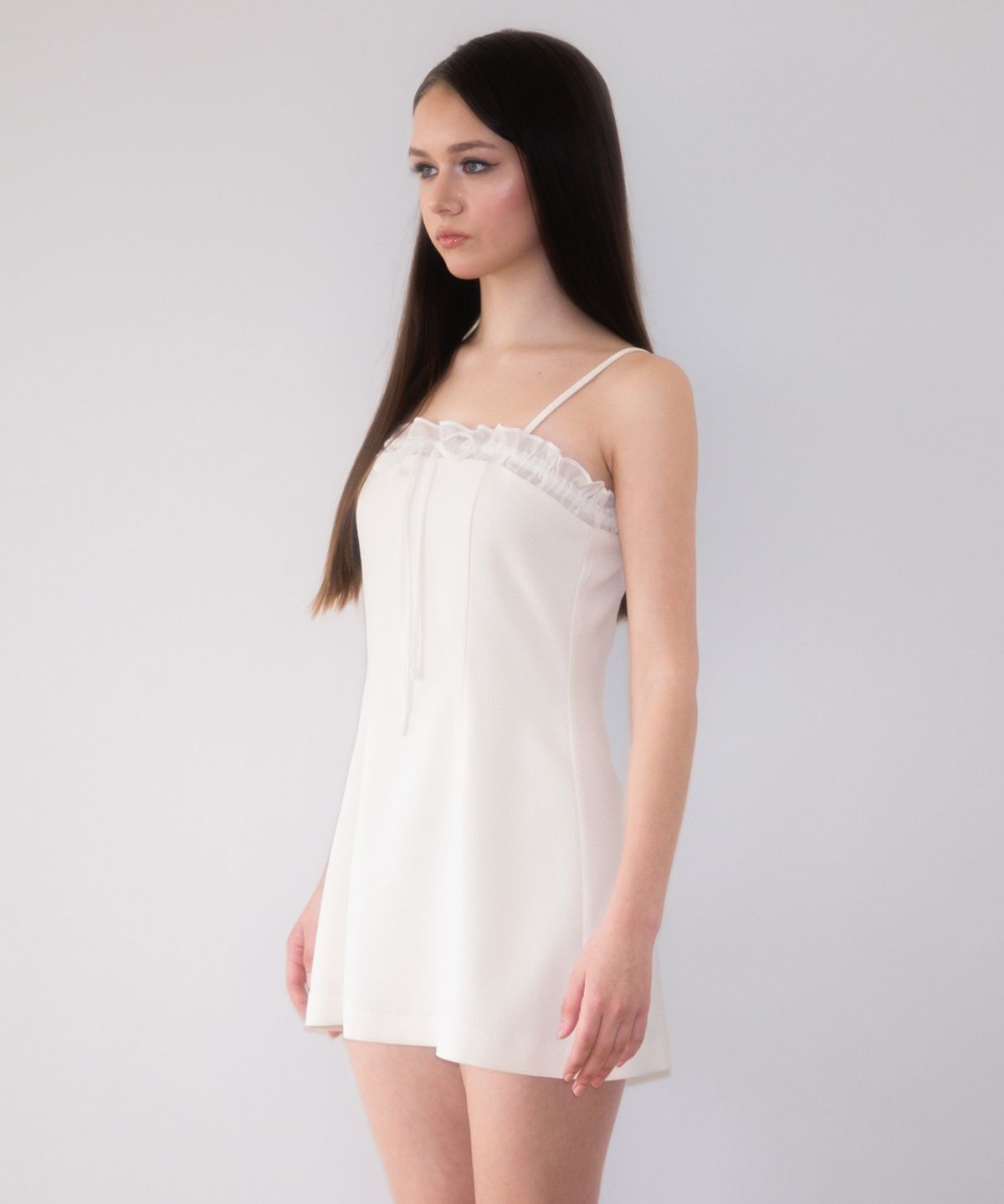 로제프란츠(ROSEFRANTZ) Tweed Ribbon Tie Mini Dress [Cream]