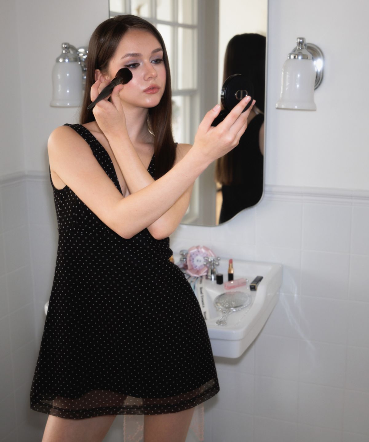로제프란츠(ROSEFRANTZ) Rose Dot Chiffon Mini Dress [Black]