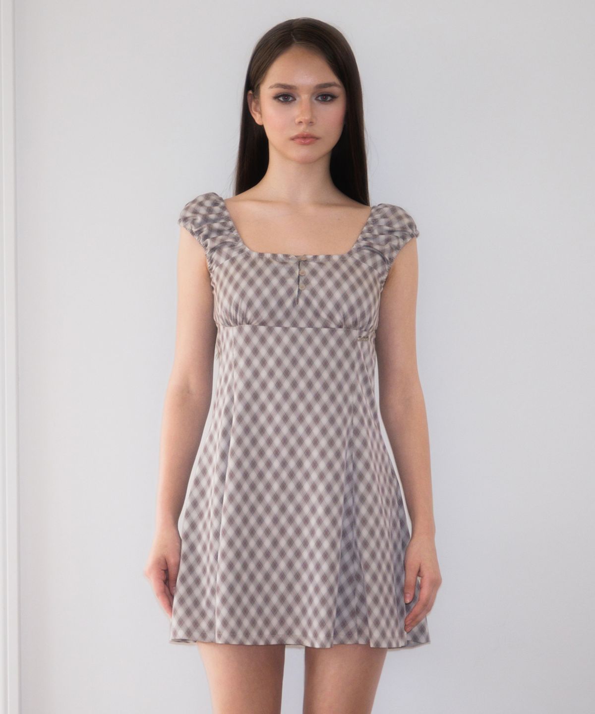 로제프란츠(ROSEFRANTZ) Puff Sleeve Romantic Mini Dress [Brown]