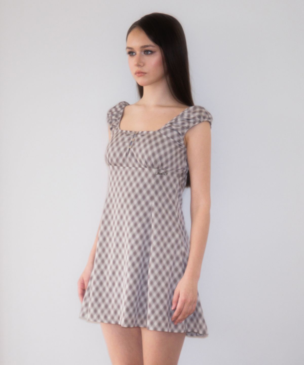 로제프란츠(ROSEFRANTZ) Puff Sleeve Romantic Mini Dress [Brown]