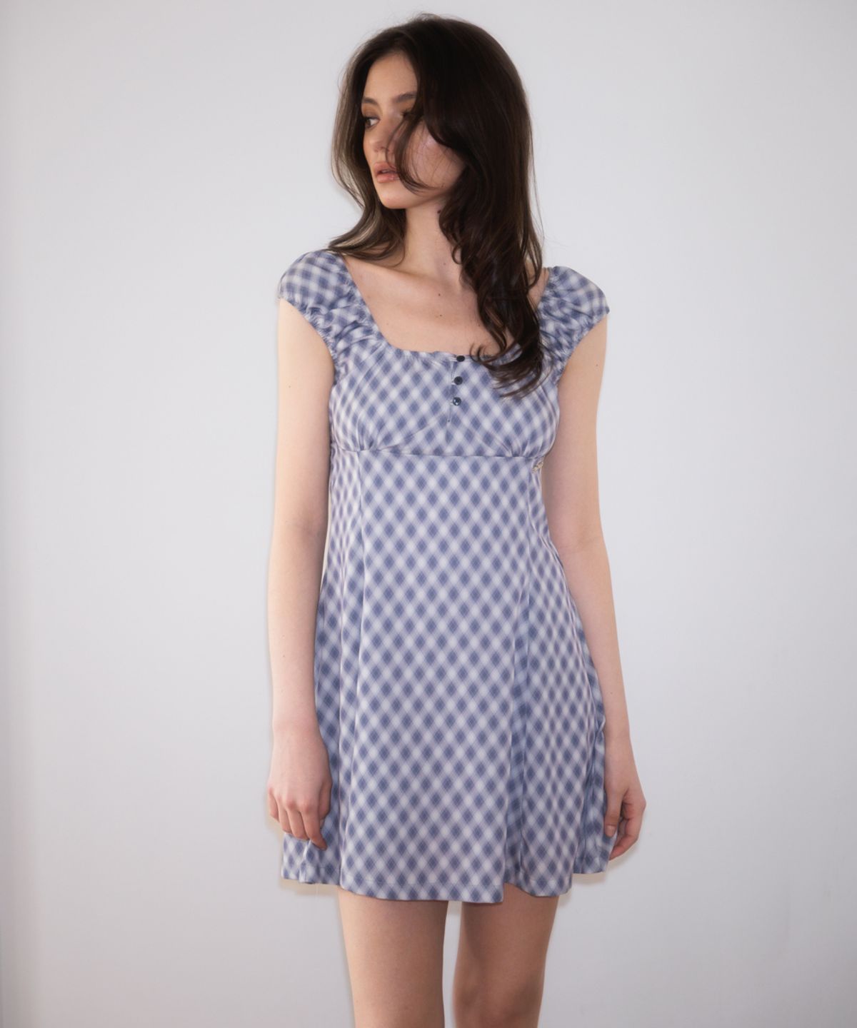 로제프란츠(ROSEFRANTZ) Puff Sleeve Romantic Mini Dress [Navy]