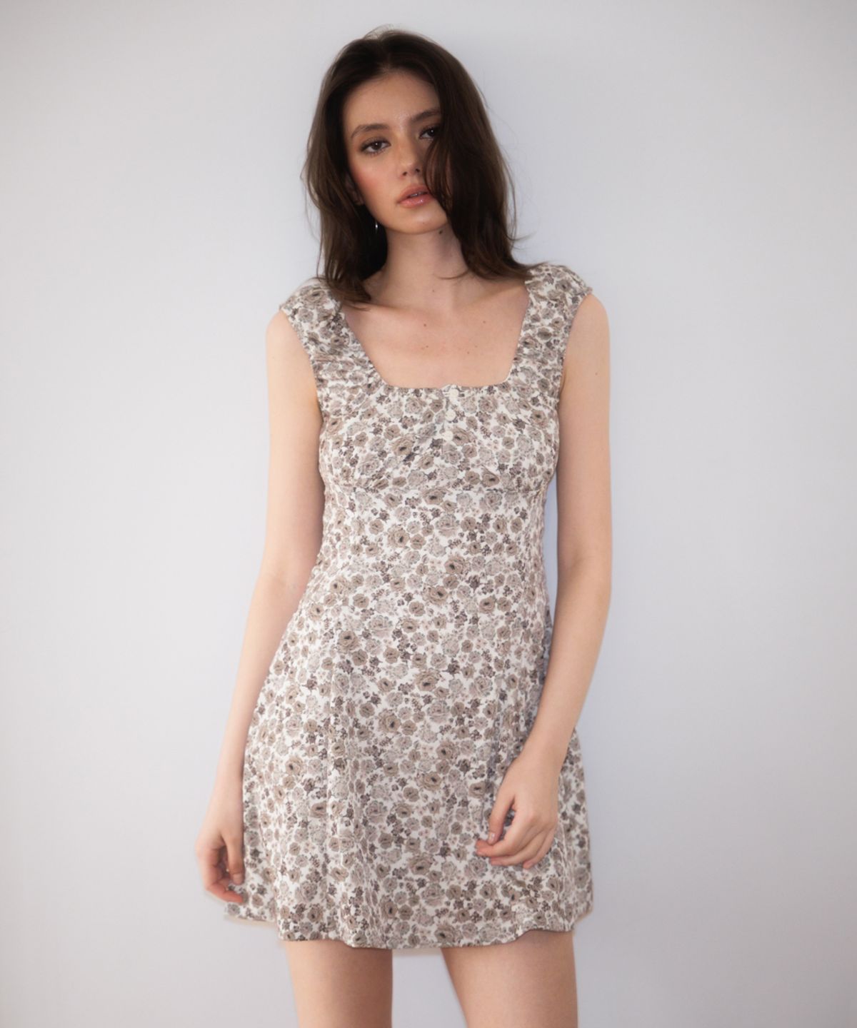 로제프란츠(ROSEFRANTZ) Vintage Flower Shirring Dress [Ivory]