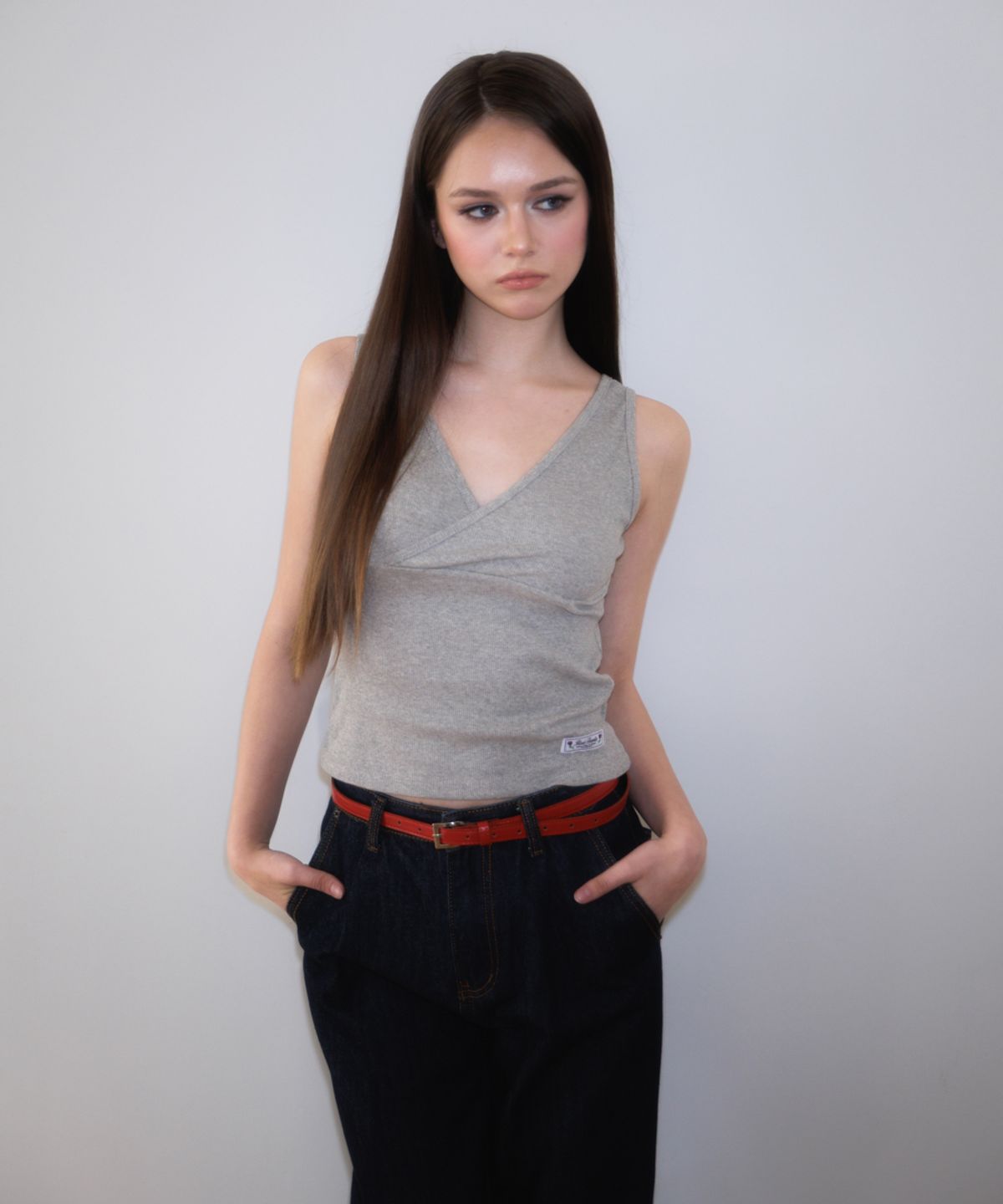 로제프란츠(ROSEFRANTZ) Wrap V-neck sleeveless [Gray]