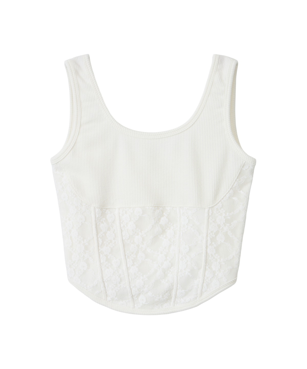 에르에르(ERER) Lace Panel Corset Sleeveless White