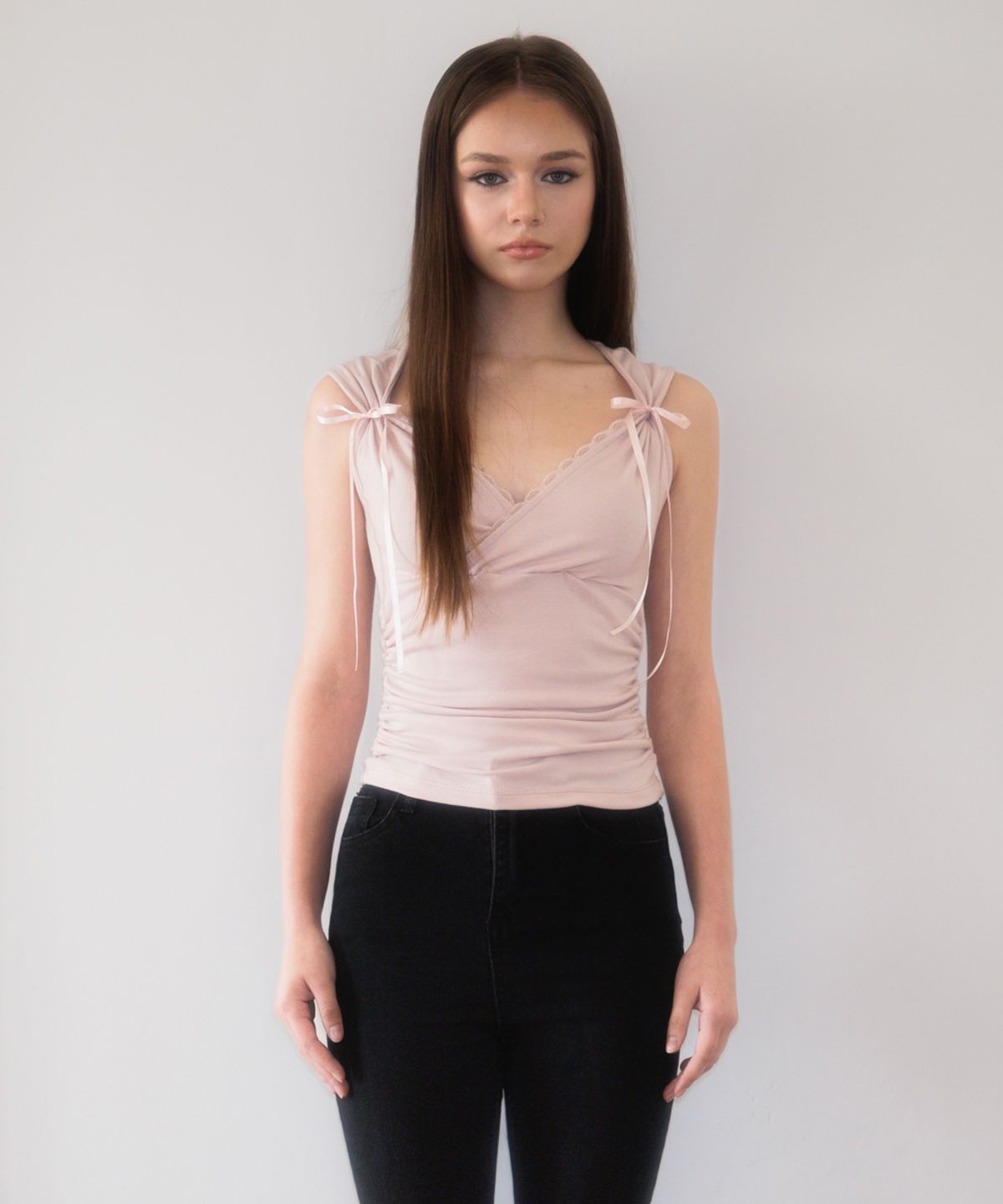 로제프란츠(ROSEFRANTZ) Lace-trim Ribbon Muse Sleeveless [Pink]