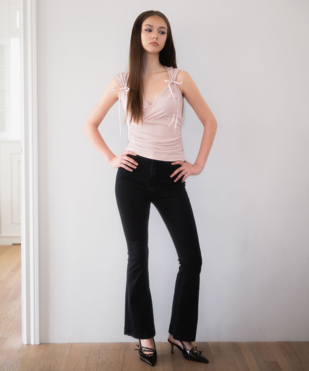 로제프란츠(ROSEFRANTZ) Lace-trim Ribbon Muse Sleeveless [Pink]