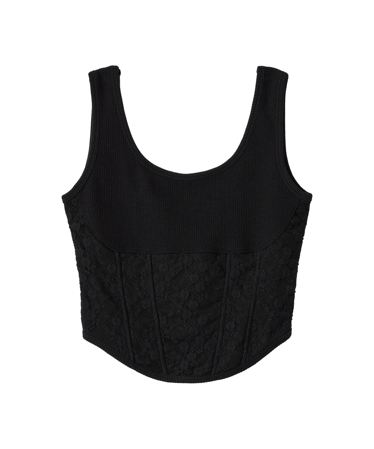 에르에르(ERER) Lace Panel Corset Sleeveless Black