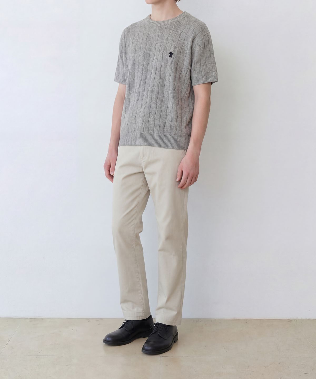 에든버러클럽(EDINBURGH CLUB) HIGH-TWIST LINEN CABLE S/S KNIT (GREY)