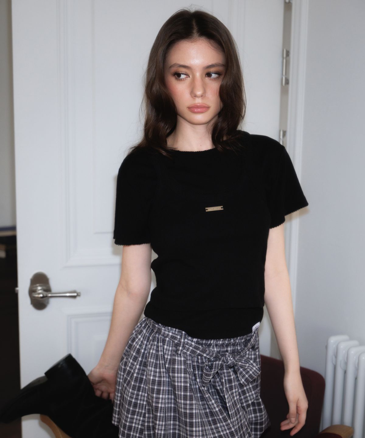 로제프란츠(ROSEFRANTZ) Soft Punching Lace T-shirt [Black]