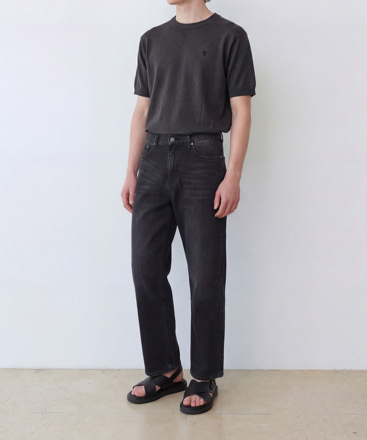 에든버러클럽(EDINBURGH CLUB) COOL LINEN HALF-SLEEVE KNIT (CHARCOAL)