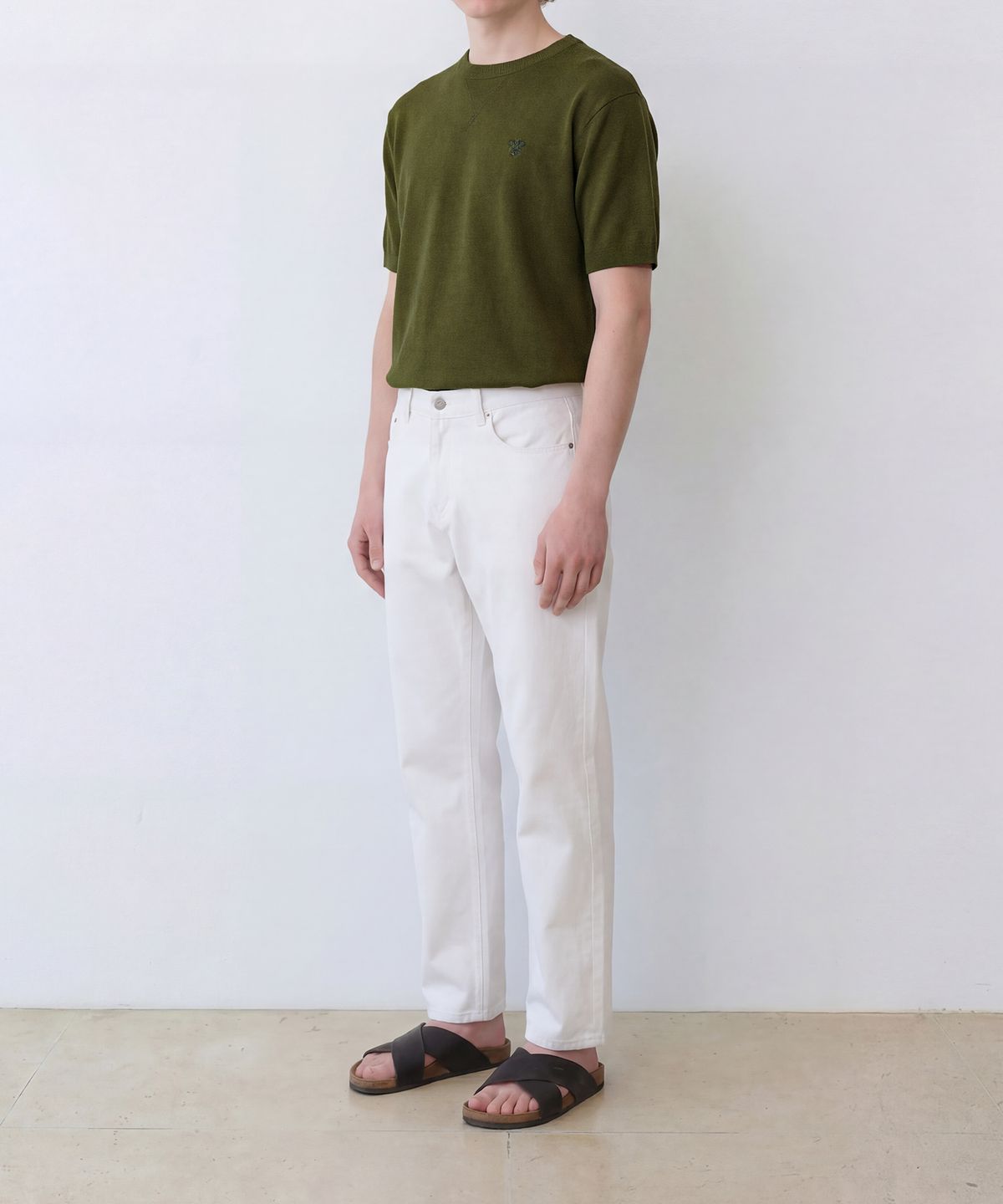 에든버러클럽(EDINBURGH CLUB) COOL LINEN HALF-SLEEVE KNIT (KHAKI)
