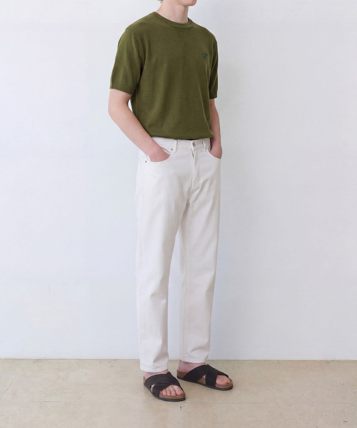 에든버러클럽(EDINBURGH CLUB) COOL LINEN HALF-SLEEVE KNIT (KHAKI)