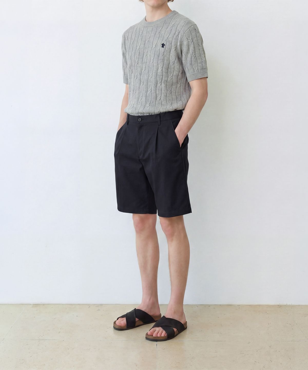 에든버러클럽(EDINBURGH CLUB) INVERTED TUCK SHORTS (NAVY)