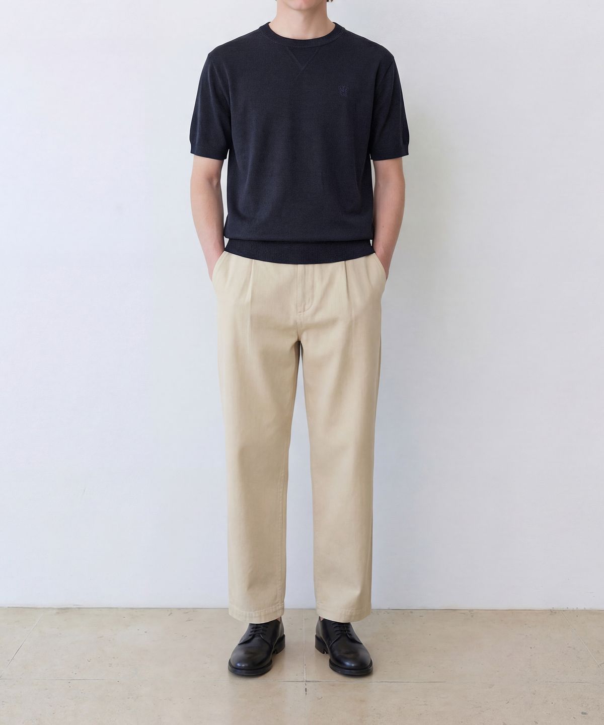에든버러클럽(EDINBURGH CLUB) COOL LINEN HALF-SLEEVE KNIT (NAVY)