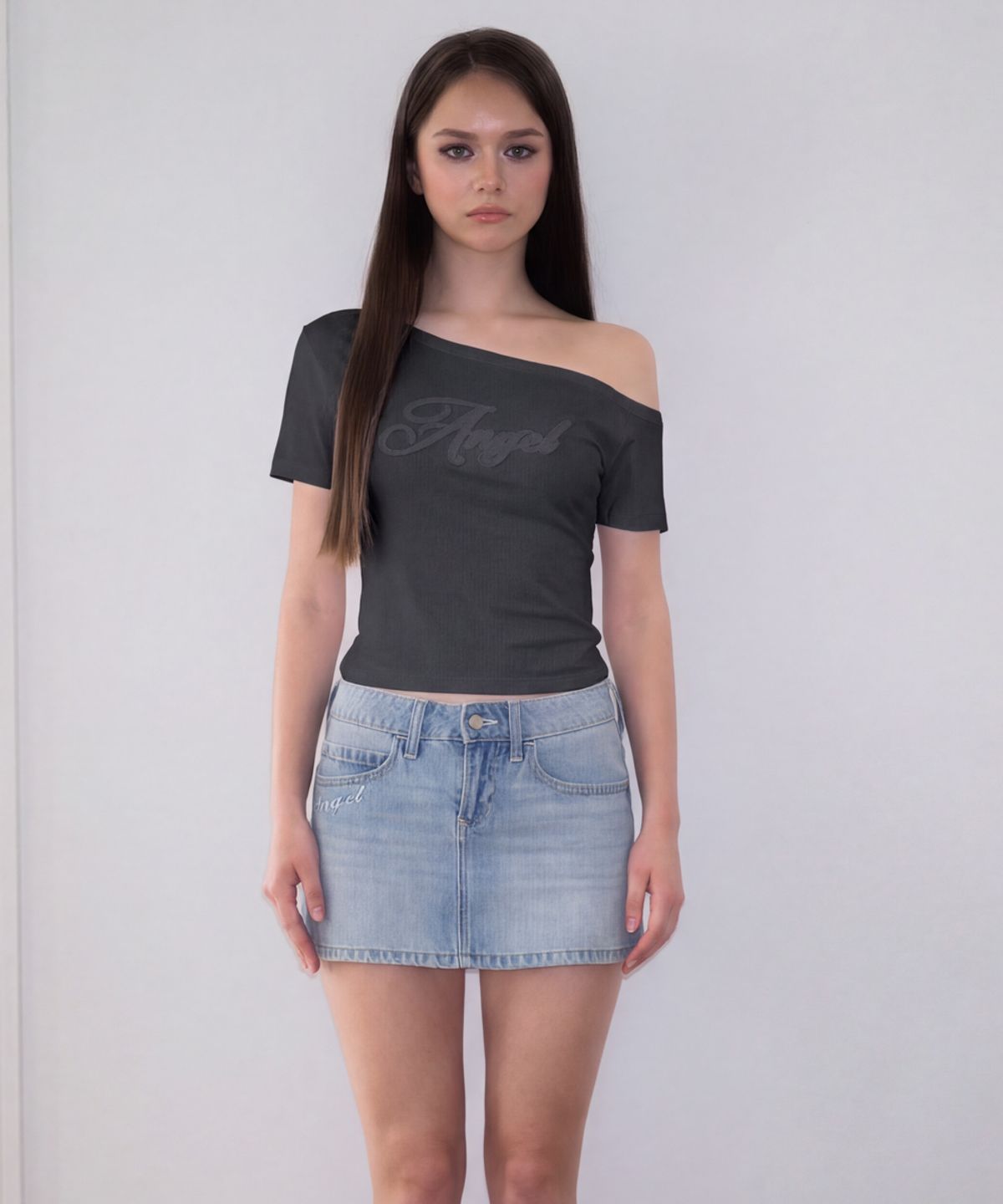 로제프란츠(ROSEFRANTZ) Sweet Angel Patchwork T-shirt [Charcoal]