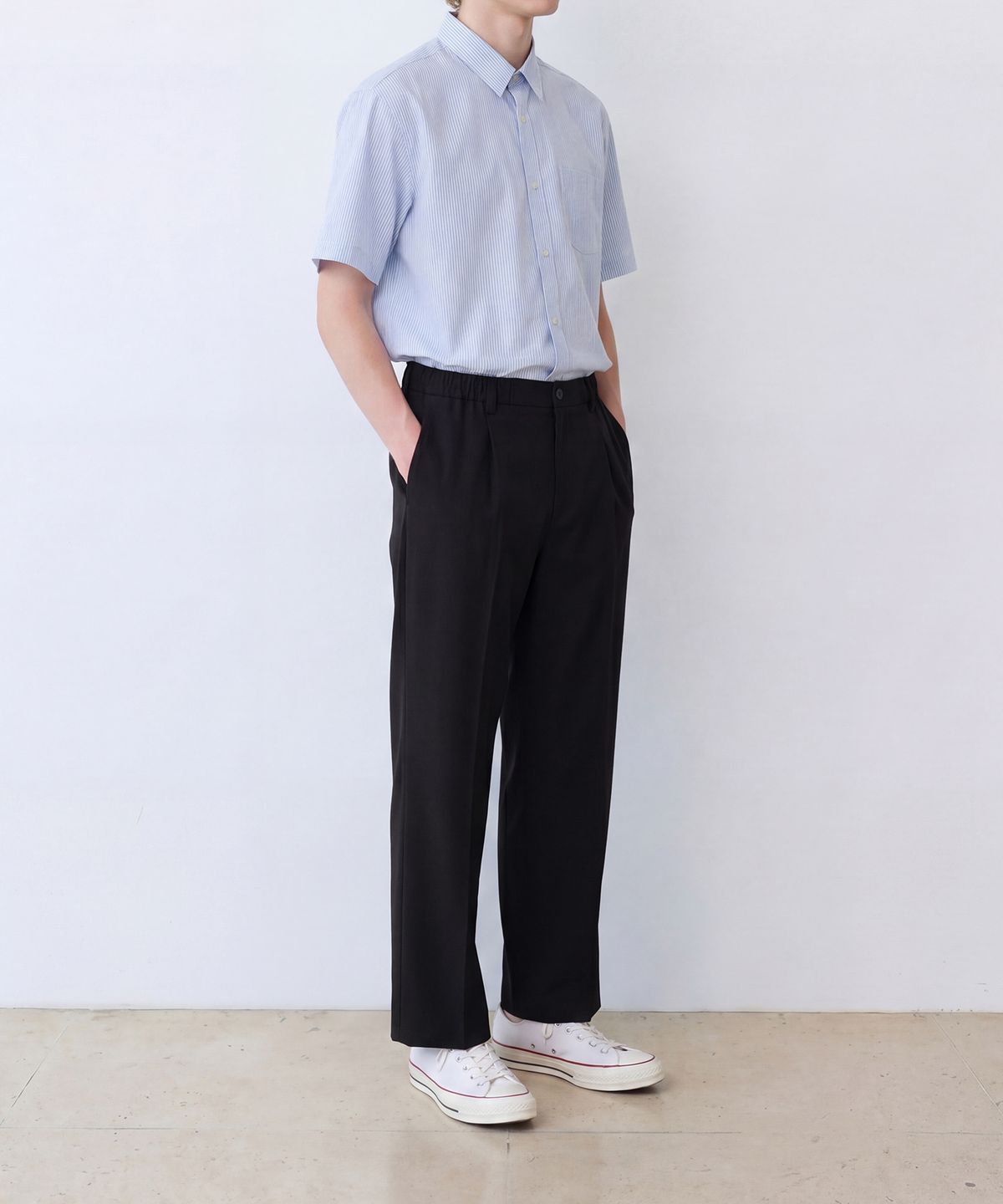 에든버러클럽(EDINBURGH CLUB) OVERSIZED SHORT SLEEVE STRIPE SHIRT (BLUE)