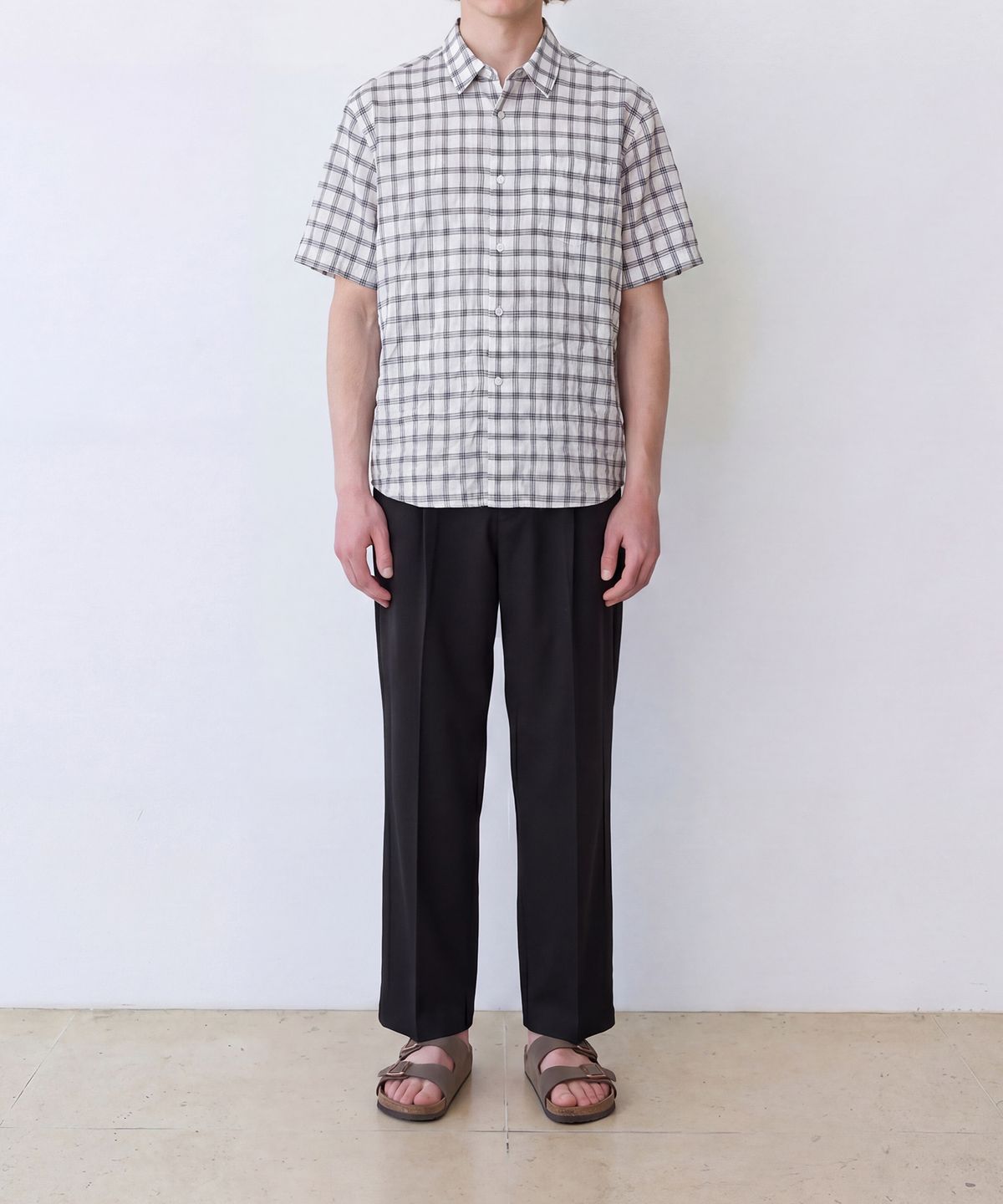 에든버러클럽(EDINBURGH CLUB) OVERSIZED SHORT SLEEVE CHECK SHIRT (WHITE)
