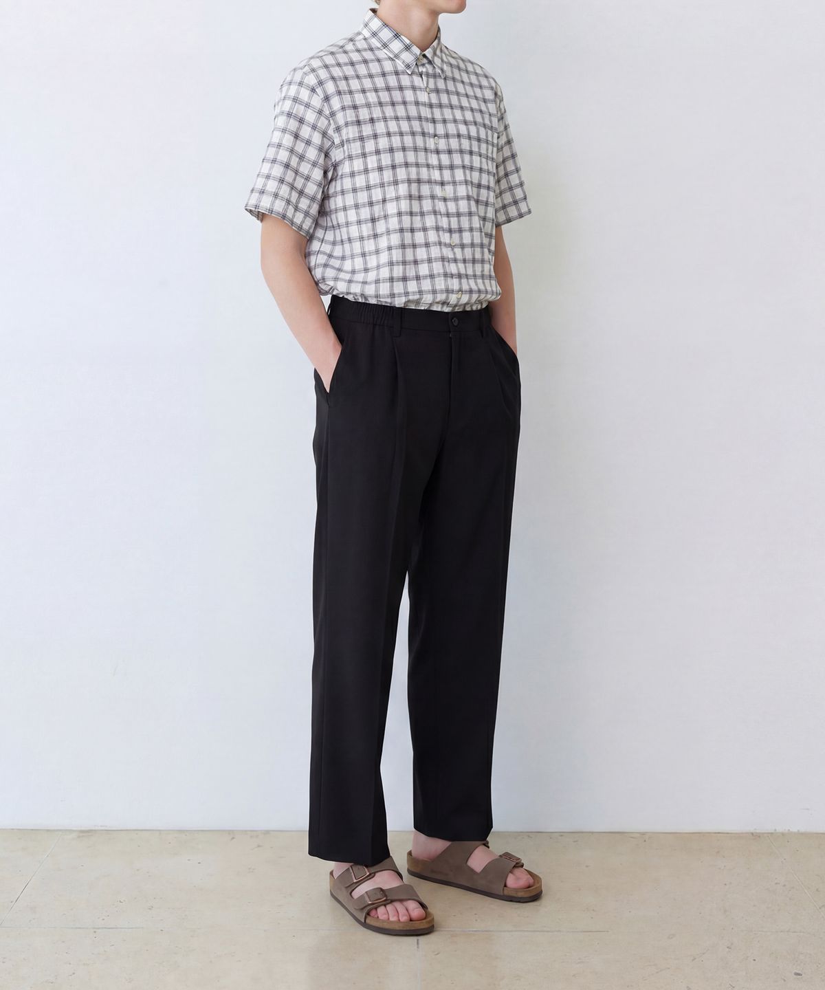 에든버러클럽(EDINBURGH CLUB) OVERSIZED SHORT SLEEVE CHECK SHIRT (WHITE)