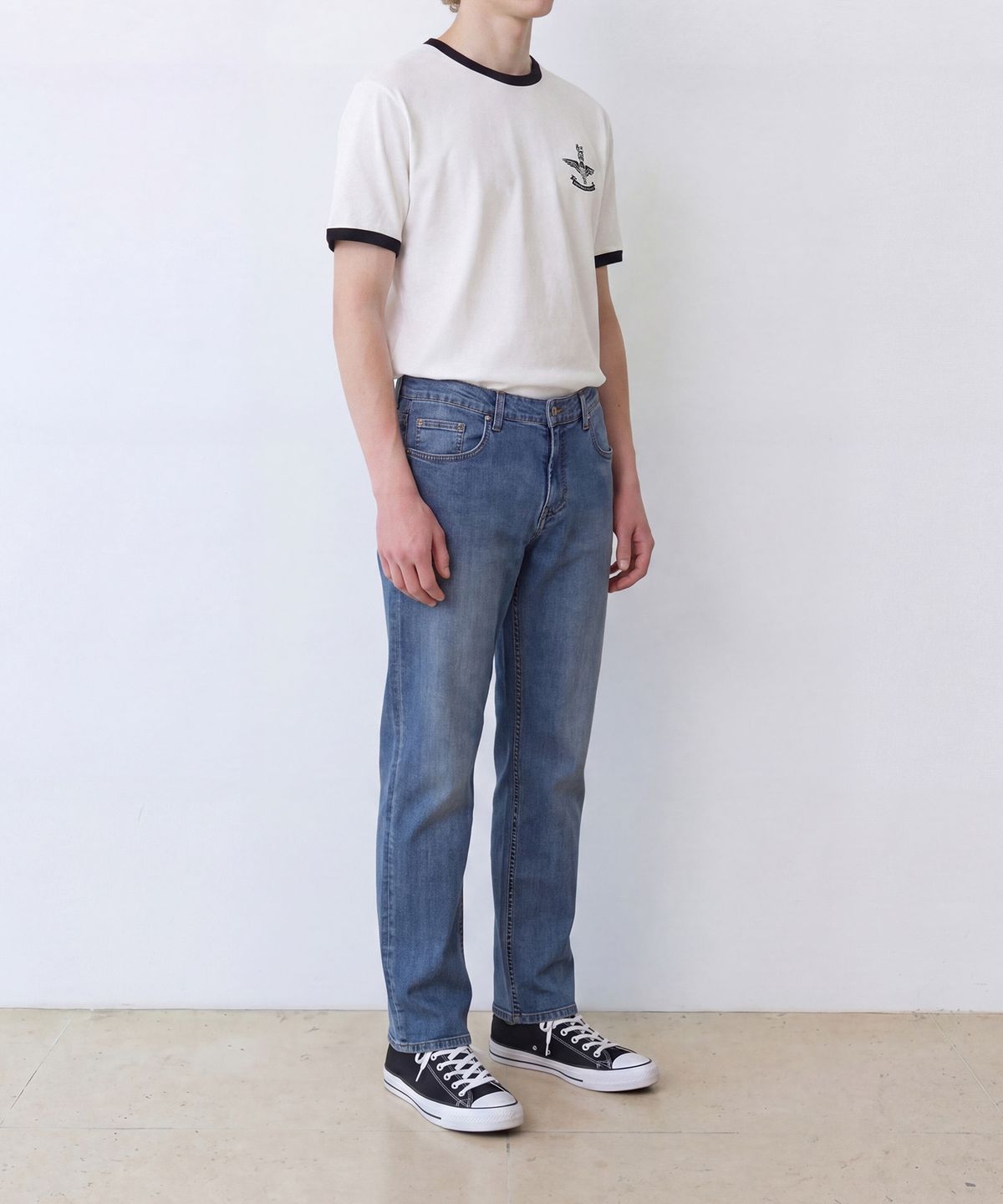 에든버러클럽(EDINBURGH CLUB) AIR FORCE RINGER T-SHIRT (WHITE)