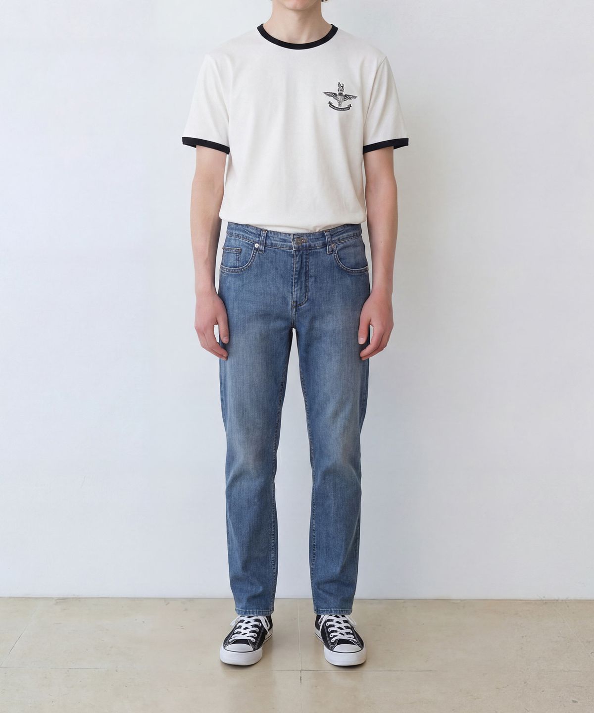 에든버러클럽(EDINBURGH CLUB) AIR FORCE RINGER T-SHIRT (WHITE)