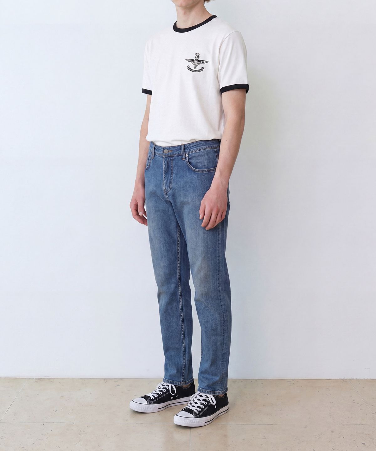 에든버러클럽(EDINBURGH CLUB) AIR FORCE RINGER T-SHIRT (WHITE)
