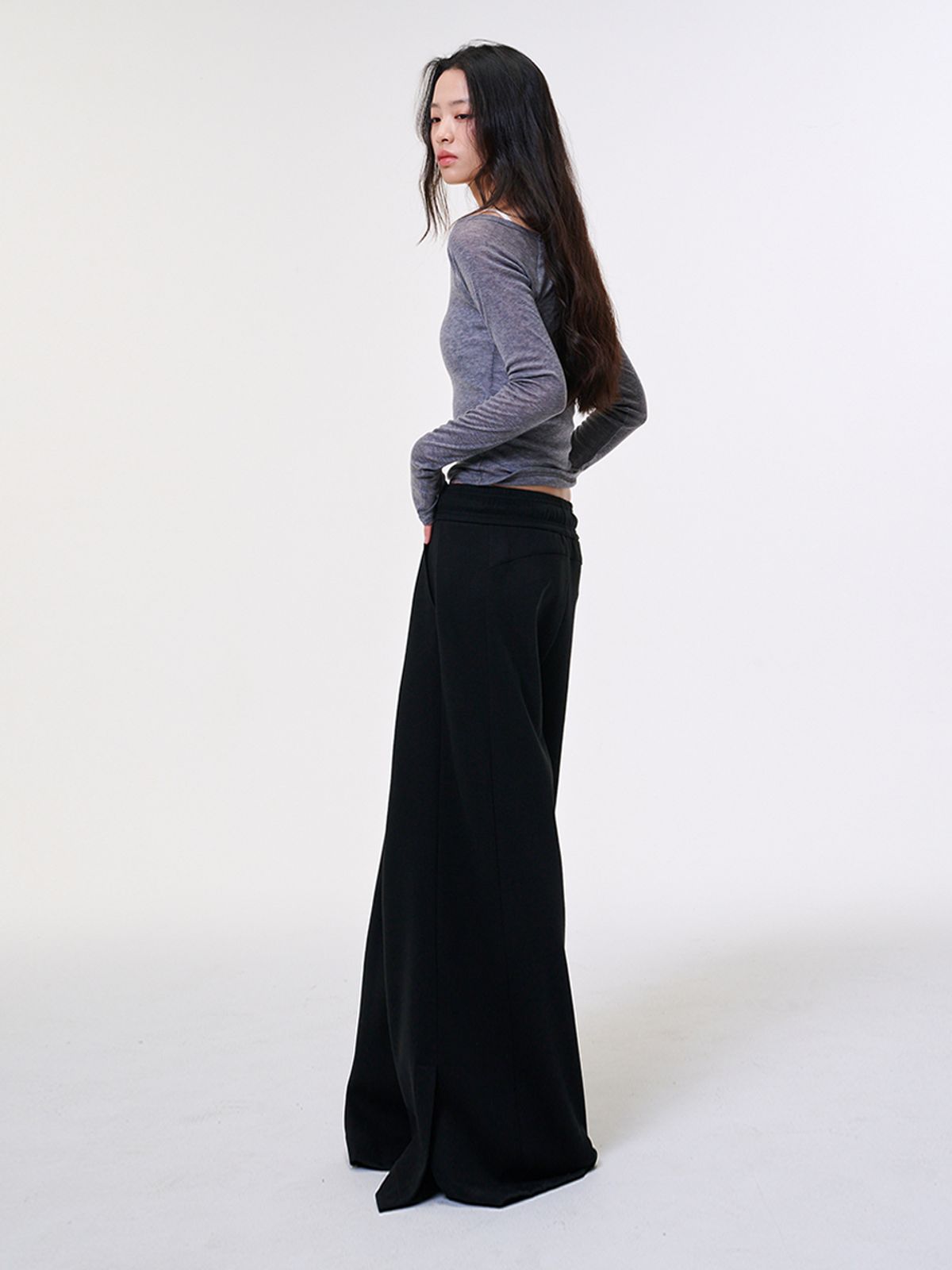 레브레브(REVE REVE) Flow String Wide Pants BK